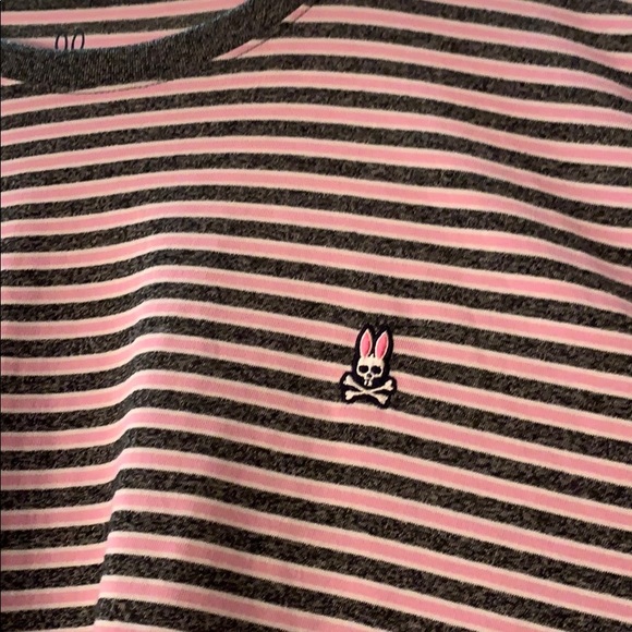 Cute gray,pink, and white stripped with embroidery - Picture 2 of 2